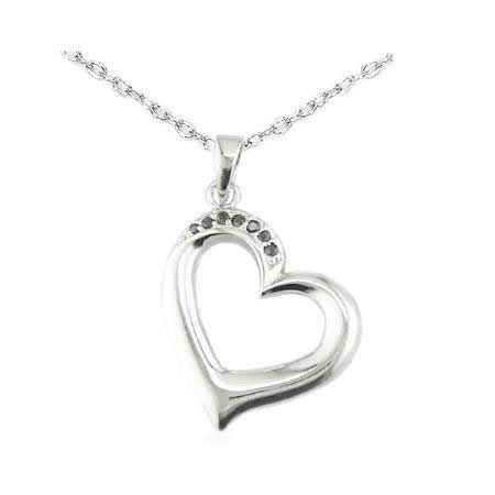 Pendant Necklace, Heart Shape CZ Pendant Necklace for Women in .925 Sterling Silver with 18 Inch Chain