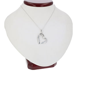 Pendant Necklace, Heart Shape CZ Pendant Necklace for Women in .925 Sterling Silver with 18 Inch Chain