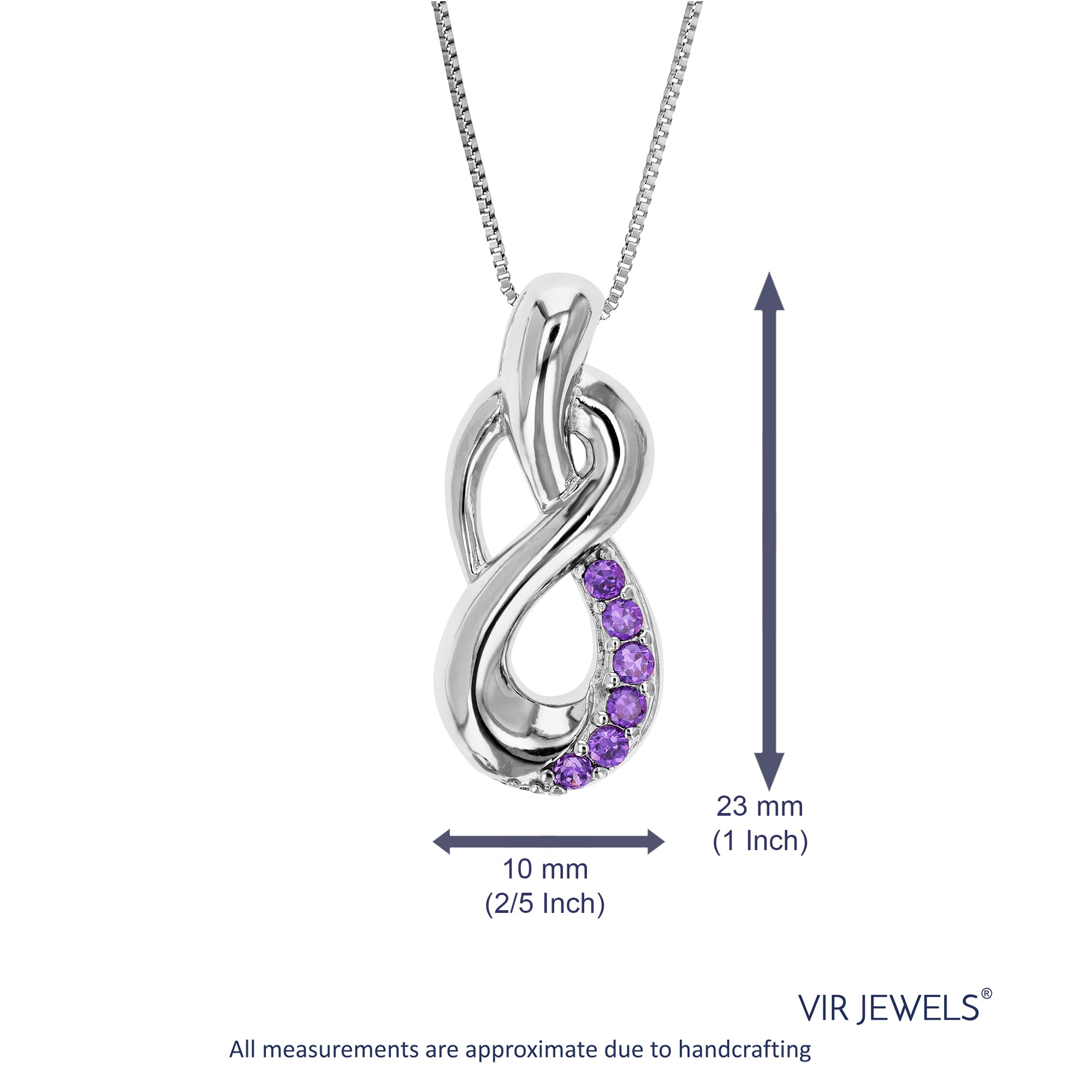 Pendant Necklace, Purple CZ Knot Pendant Necklace for women in .925 Sterling Silver with 18 Inch Chain