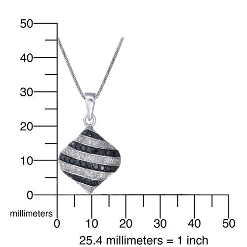 0.90 cttw Diamond Pendant, Black and White Diamond Pendant Necklace for Women in .925 Sterling Silver with Rhodium, 18 Inch Chain, Prong Setting