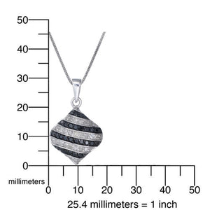 0.90 cttw Diamond Pendant, Black and White Diamond Pendant Necklace for Women in .925 Sterling Silver with Rhodium, 18 Inch Chain, Prong Setting
