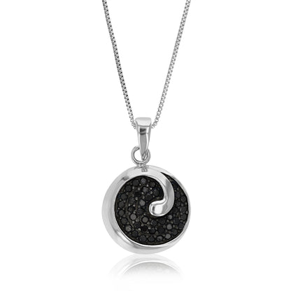 Black Circle Diamond Pendant Necklace