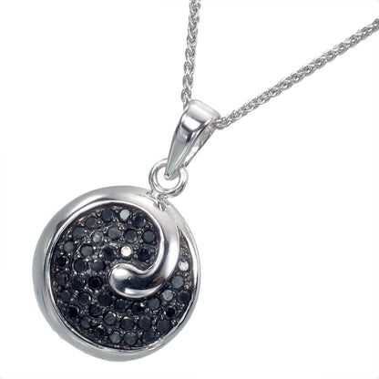 Black Circle Diamond Pendant Necklace
