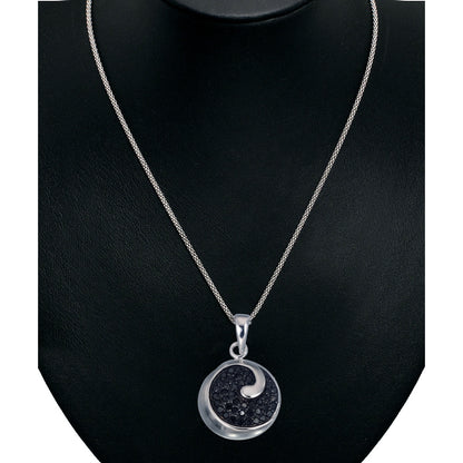 Black Circle Diamond Pendant Necklace