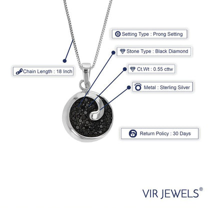 Black Circle Diamond Pendant Necklace