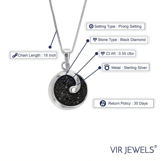 Black Circle Diamond Pendant Necklace