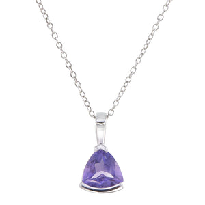 3/4 cttw Pendant Necklace, Purple Amethyst Trillion Pendant Necklace for Women in .925 Sterling Silver with Rhodium, 18 Inch Chain, Channel Setting
