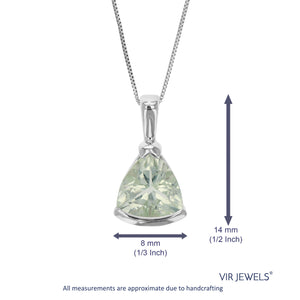 1.40 cttw Pendant Necklace, Green Amethyst Trillion Shape Pendant Necklace for Women in .925 Sterling Silver with Rhodium, 18 Inch Chain, Channel Setting