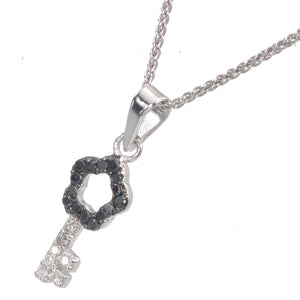 1/5 cttw Diamond Pendant, Black and White Diamond Pendant Necklace for Women in .925 Sterling Silver with Rhodium, 18 Inch, Prong Setting