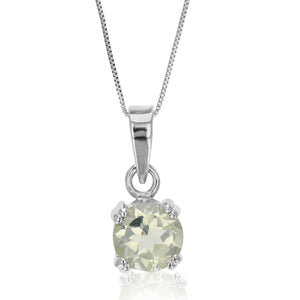 0.60 cttw Pendant Necklace, Green Amethyst Pendant Necklace for Women in .925 Sterling Silver with Rhodium, 18 Inch Chain, Prong Setting