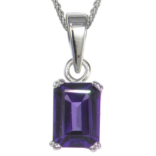 Amethyst Emerald Cut Solitaire Necklace | Purple jewelry, Amethyst, Amethyst  jewelry
