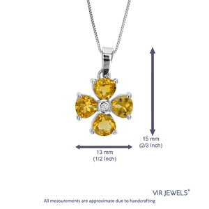 1.10 cttw Pendant Necklace, Citrine Pendant Necklace for Women in .925 Sterling Silver with Rhodium, 18 Inch Chain, Prong Setting