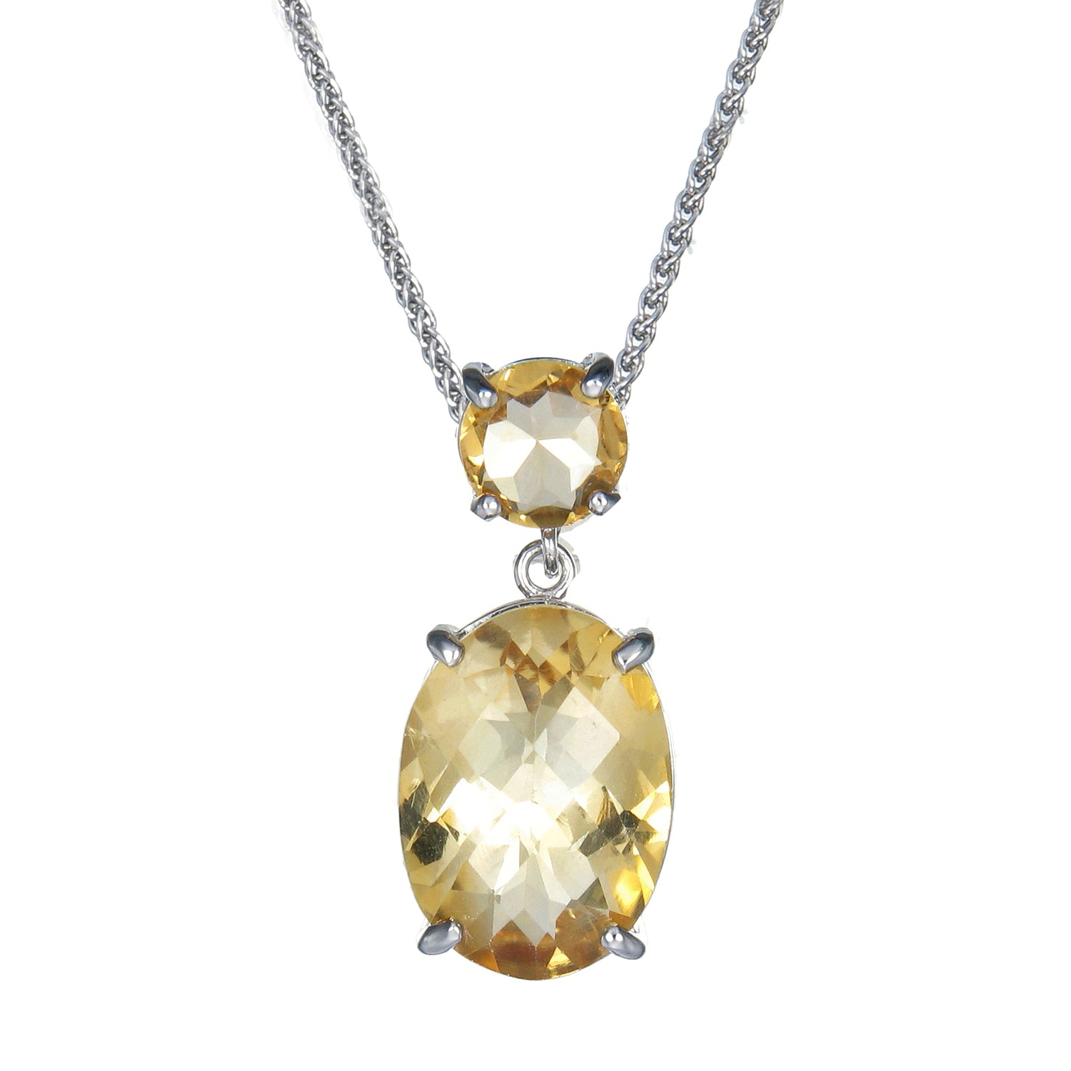 5.5 cttw Pendant Necklace, Citrine Oval Pendant Necklace for Women in .925 Sterling Silver with 18 Inch Chain, Prong Setting
