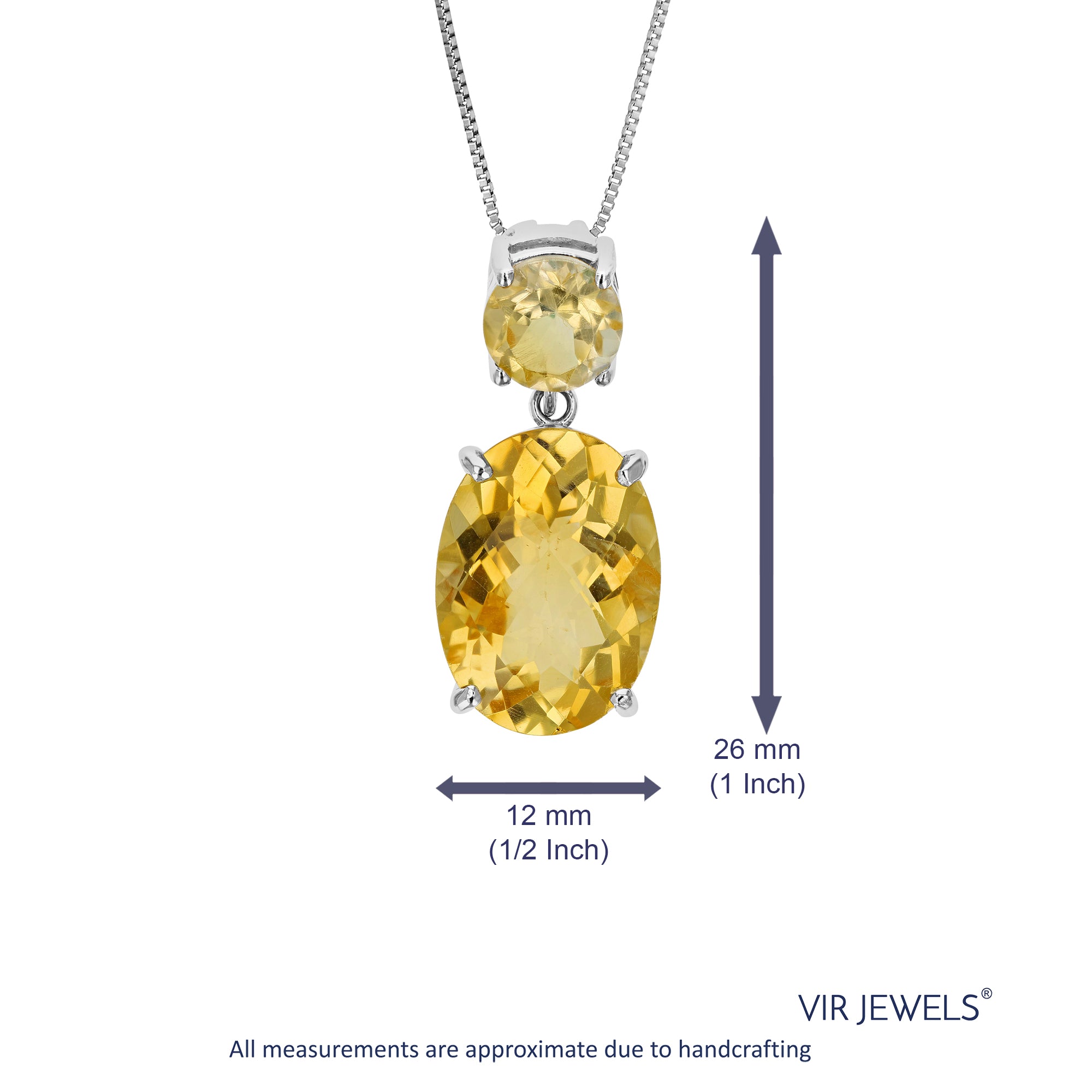 5.5 cttw Pendant Necklace, Citrine Oval Pendant Necklace for Women in .925 Sterling Silver with 18 Inch Chain, Prong Setting