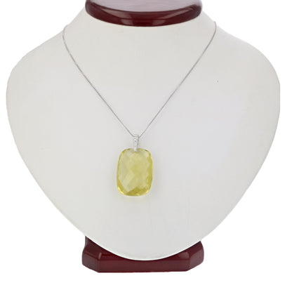 7.50 cttw Octagon Lemon Quartz Pendant .925 Sterling Silver with 18 Inch Chain