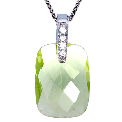 7.50 cttw Octagon Lemon Quartz Pendant .925 Sterling Silver with 18 Inch Chain