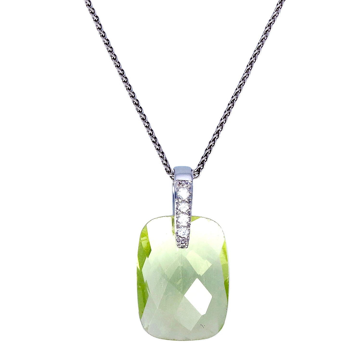 7.50 cttw Octagon Lemon Quartz Pendant .925 Sterling Silver with 18 Inch Chain