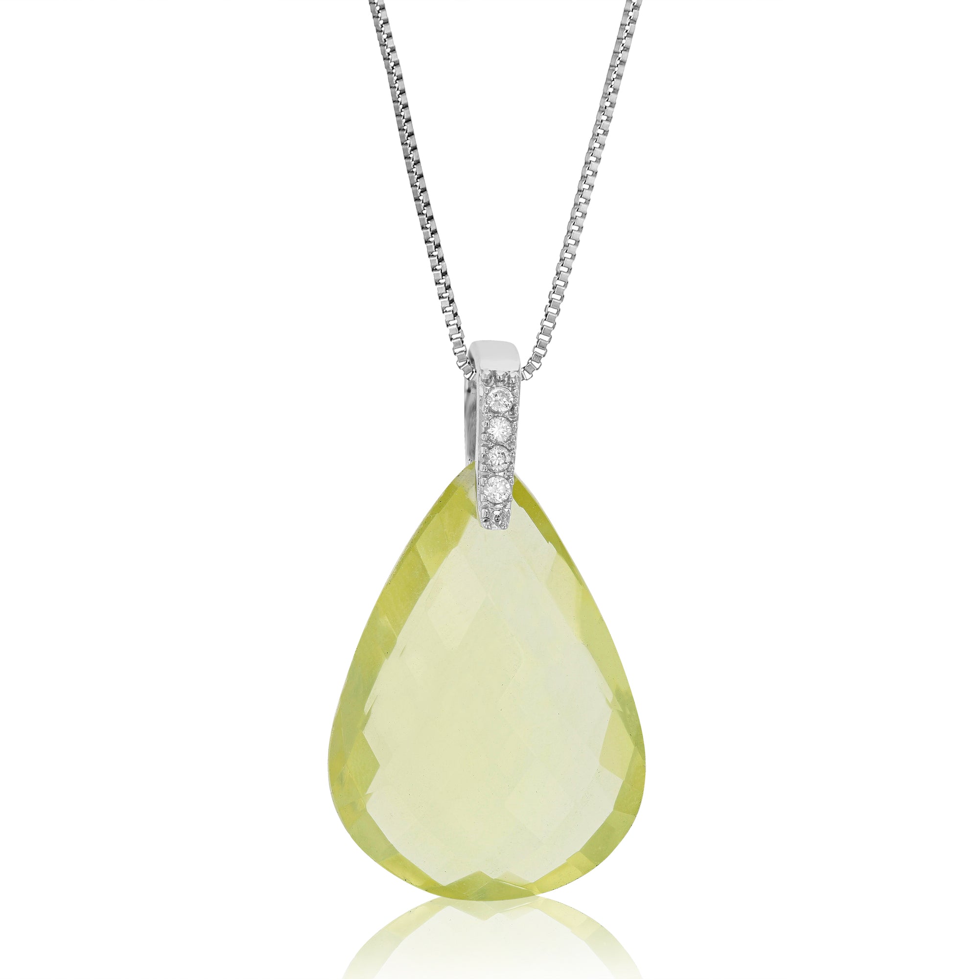 6 cttw Lemon Quartz Pendant Pear Shape .925 Sterling Silver