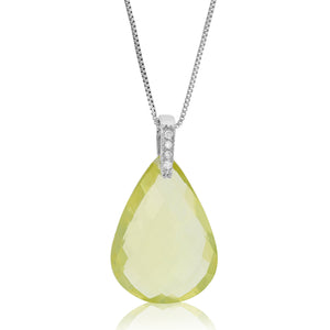 6 cttw Lemon Quartz Pendant Pear Shape .925 Sterling Silver