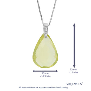 6 cttw Lemon Quartz Pendant Pear Shape .925 Sterling Silver