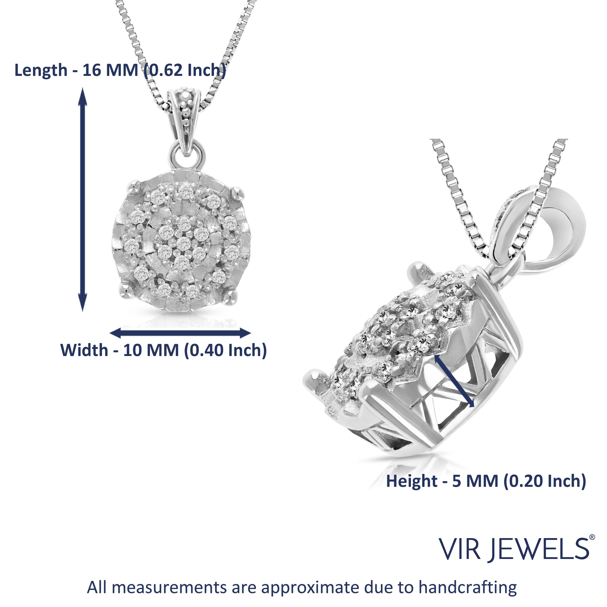1/10 cttw Diamond Pendant, Diamond Pendant Necklace for Women in 0.925 Sterling Silver with Rhodium, 18 Inch Chain, Prong Setting
