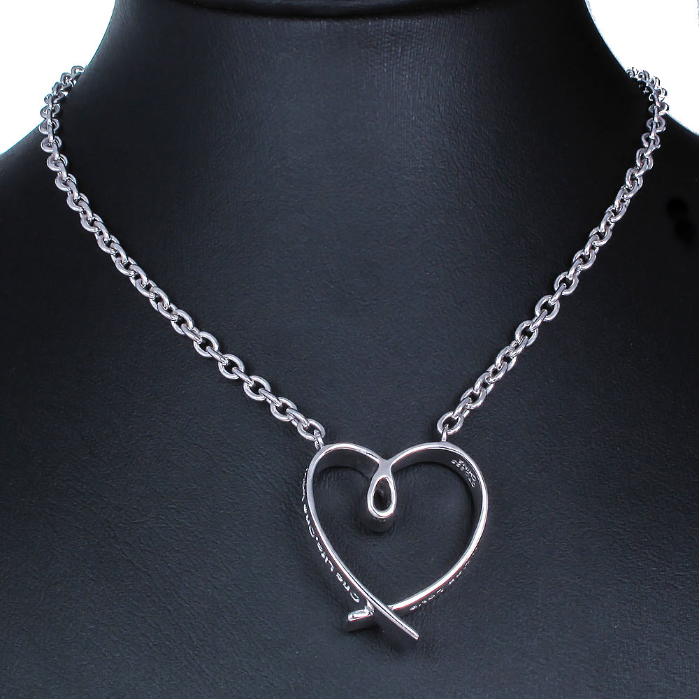 Pendant Necklace, Heart Pendant Necklace for Women in .925 Sterling Silver with 18 Inch Chain