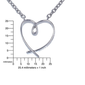Pendant Necklace, Heart Pendant Necklace for Women in .925 Sterling Silver with 18 Inch Chain