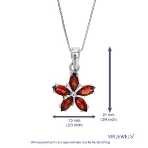 0.60 cttw Pendant Necklace, Garnet Marquise Pendant Necklace for Women in .925 Sterling Silver with Rhodium, 18 Inch Chain, Prong Setting