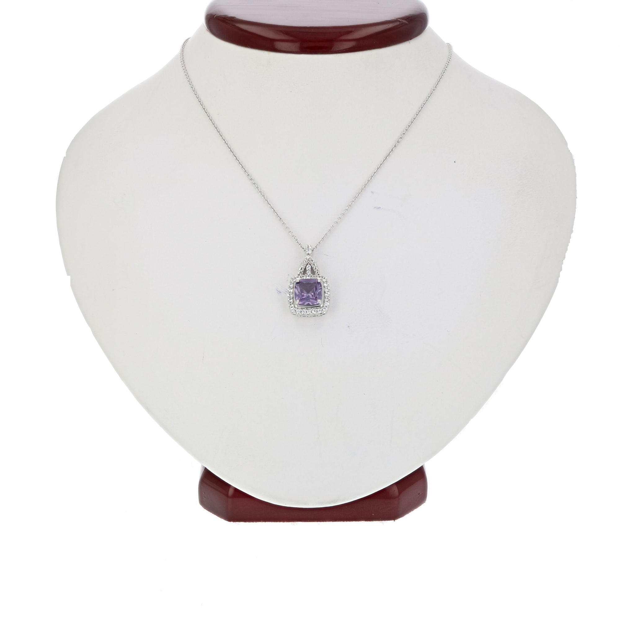1.50 cttw Cushion Created Alexandrite Pendant .925 Sterling Silver with Chain