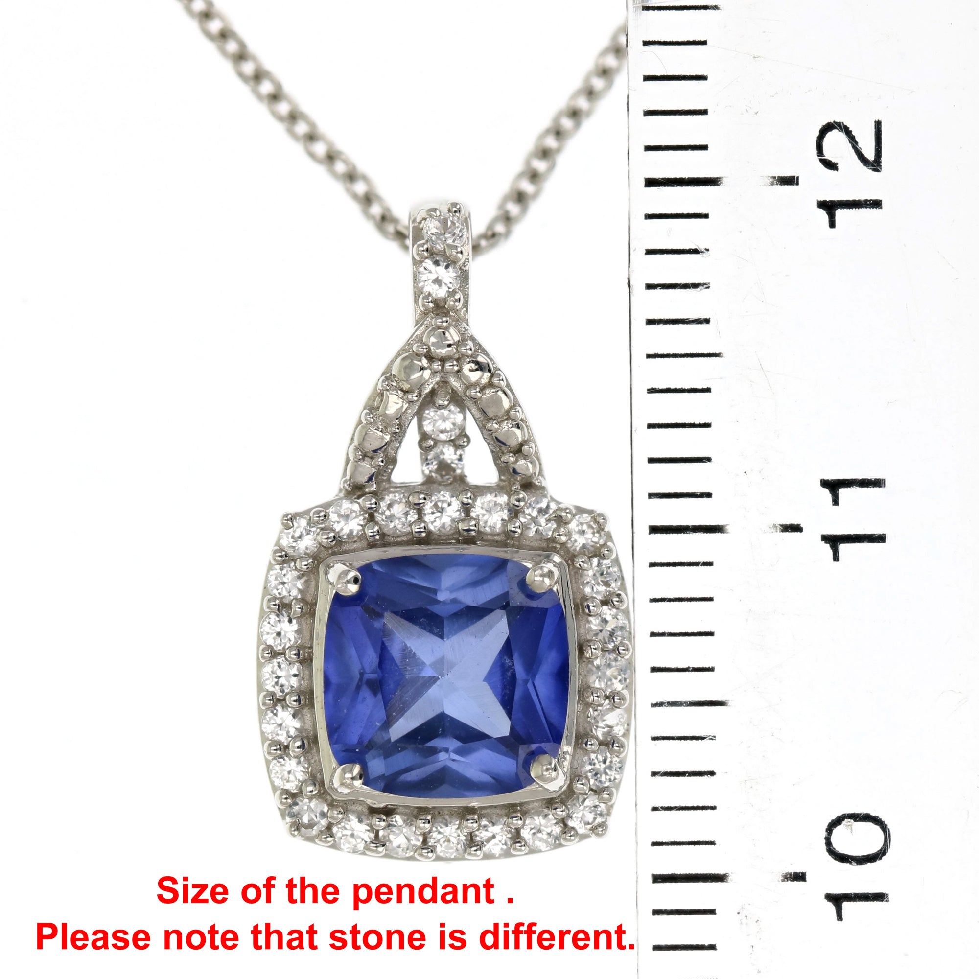 1.50 cttw Cushion Cut Created Opal Pendant .925 Sterling Silver with Chain