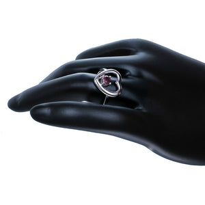 1/5 cttw Garnet Ring .925 Sterling Silver with Rhodium Plating Round Shape 4 MM