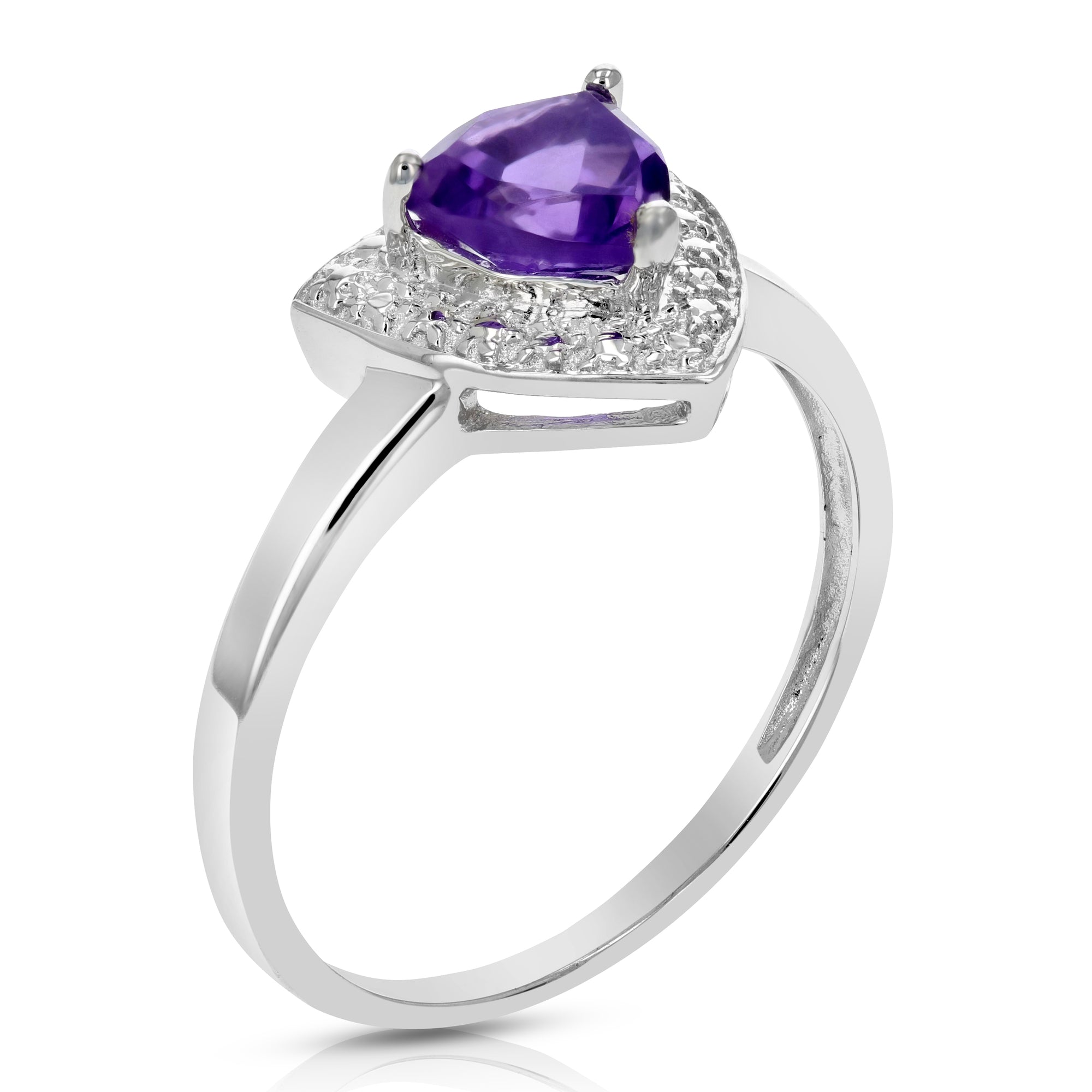 0.60 cttw Purple Amethyst Ring .925 Sterling Silver Solitaire Triangle 6 MM