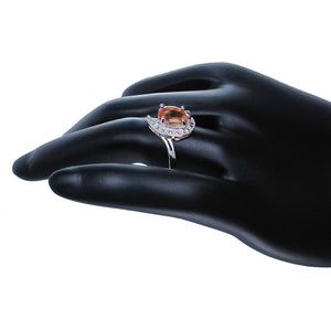 1.20 cttw Citrine Ring .925 Sterling Silver with Rhodium Oval Shape 8x6 MM