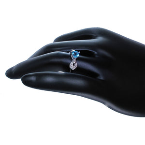 2/5 cttw Blue Topaz Ring .925 Sterling Silver with Rhodium Plating Triangle 5 MM