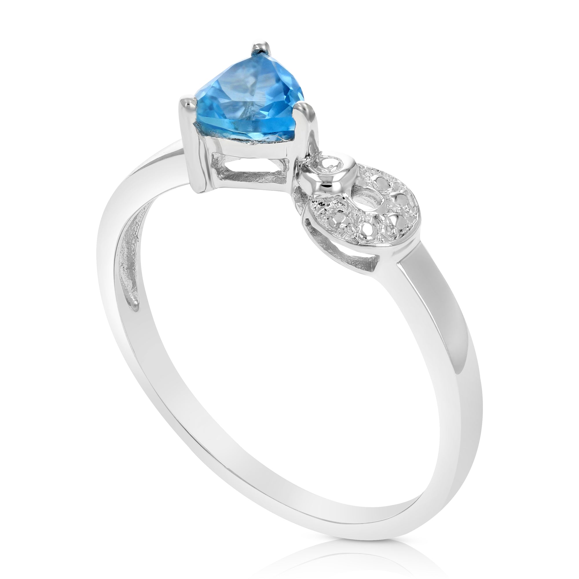 2/5 cttw Blue Topaz Ring .925 Sterling Silver with Rhodium Plating Triangle 5 MM
