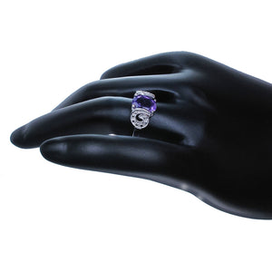 1.20 cttw Purple Amethyst Ring .925 Sterling Silver with Rhodium Oval Cut 8x6 MM