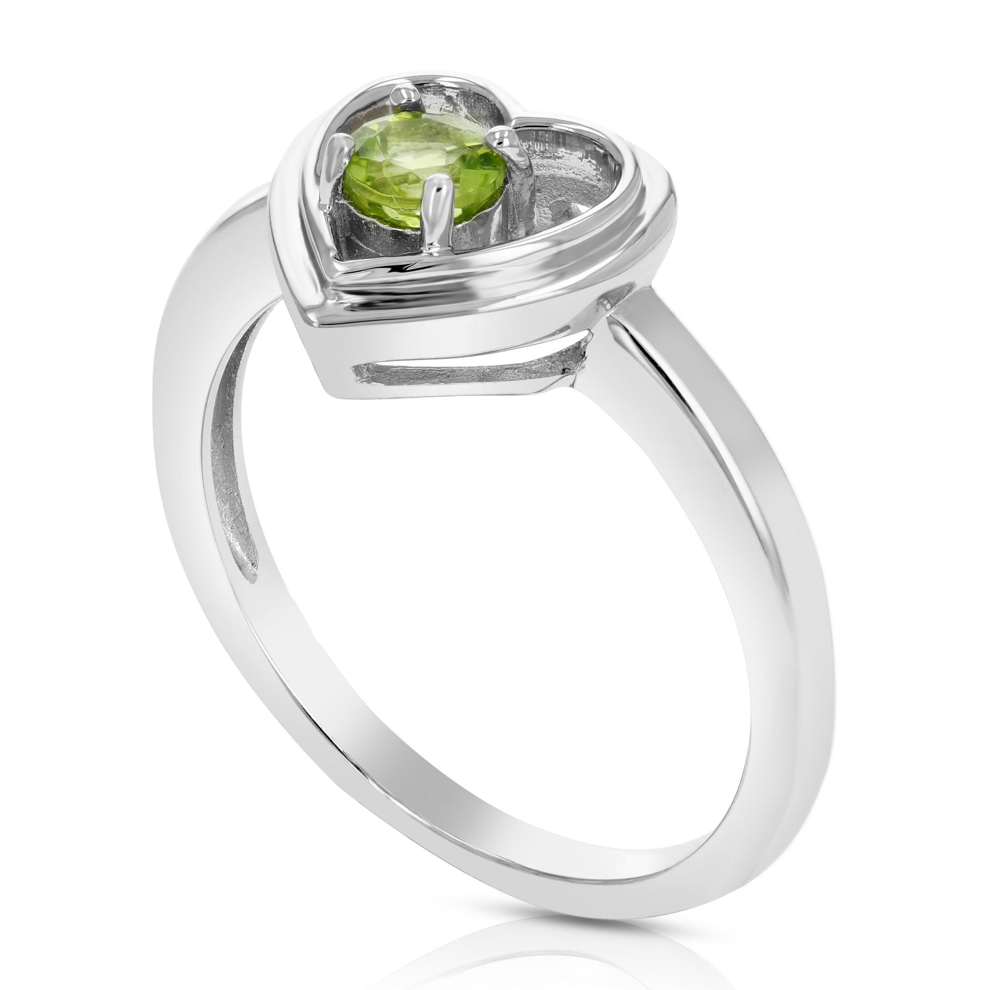1/4 cttw Peridot Ring in .925 Sterling Silver with Rhodium Plating Round Shape