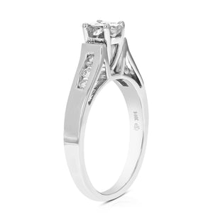 0.60 cttw Diamond Engagement Ring 14K White Gold Wedding Bridal Size 7