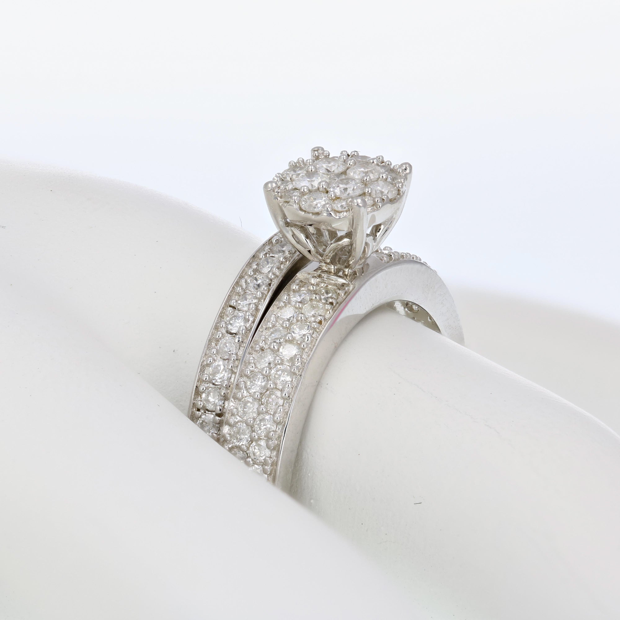 2/3 cttw Diamond Bridal Set .925 Sterling Silver Wedding Engagement Size 7