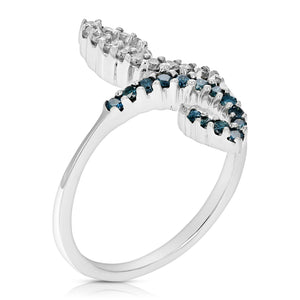 2/5 cttw Blue Diamond Ring Fashion Round 10K White Gold Size 7