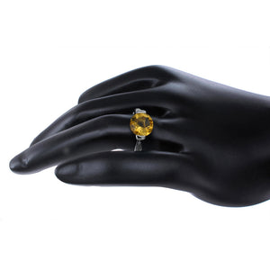 3 cttw Citrine Ring .925 Sterling Silver with Rhodium Plating Round Shape 10 MM