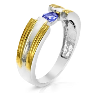 1/4 cttw Tanzanite Ring in .925 Sterling Silver with Rhodium Plating Round Shape