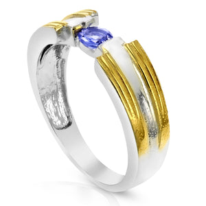 1/4 cttw Tanzanite Ring in .925 Sterling Silver with Rhodium Plating Round Shape