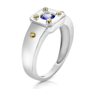 1/4 cttw Tanzanite Ring in .925 Sterling Silver with Rhodium Round Plating Shape