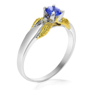 1/2 cttw Tanzanite Ring .925 Sterling Silver with Rhodium Plating Round Shape