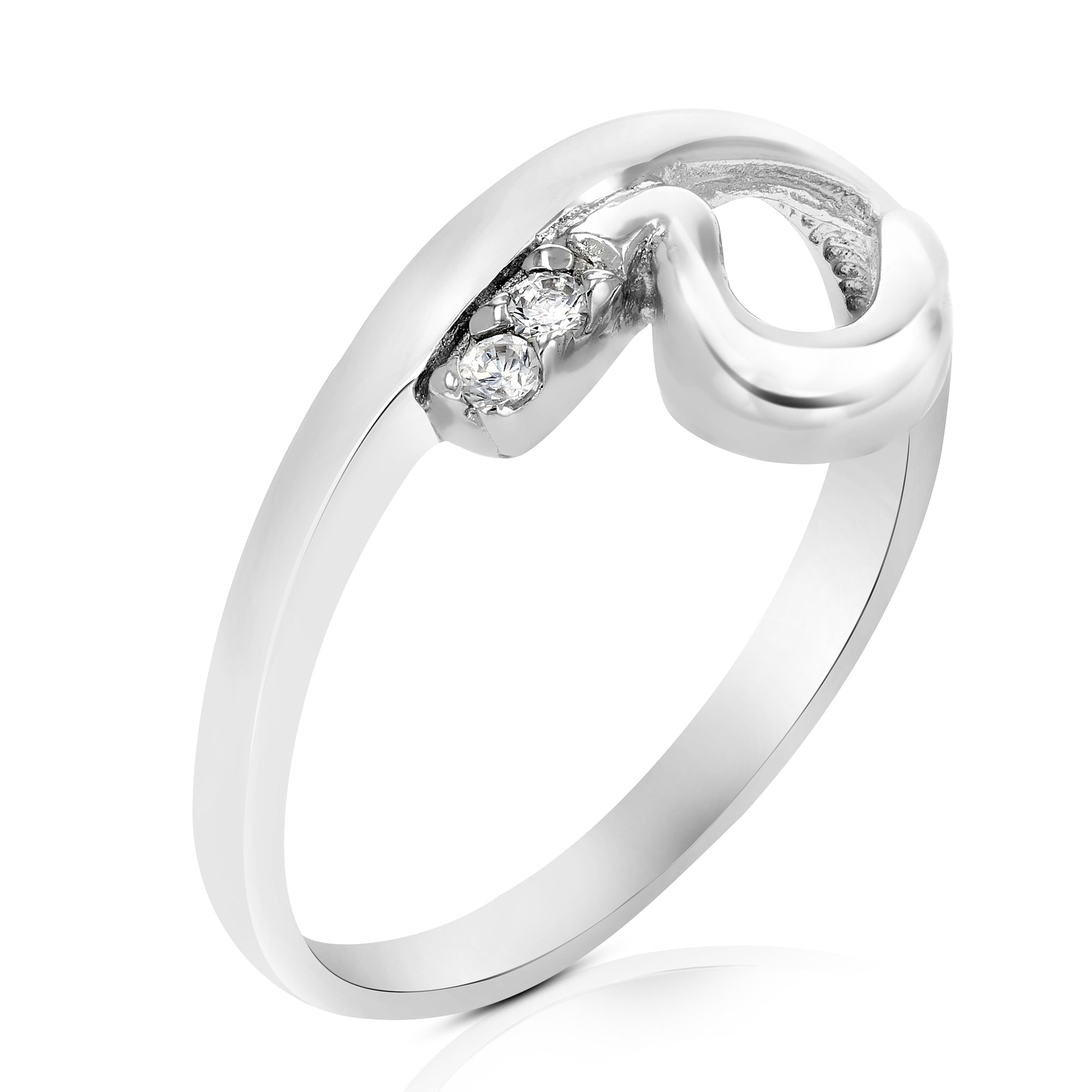 Cubic Zirconia Ring .925 Sterling Silver with Rhodium Plating Round Shape
