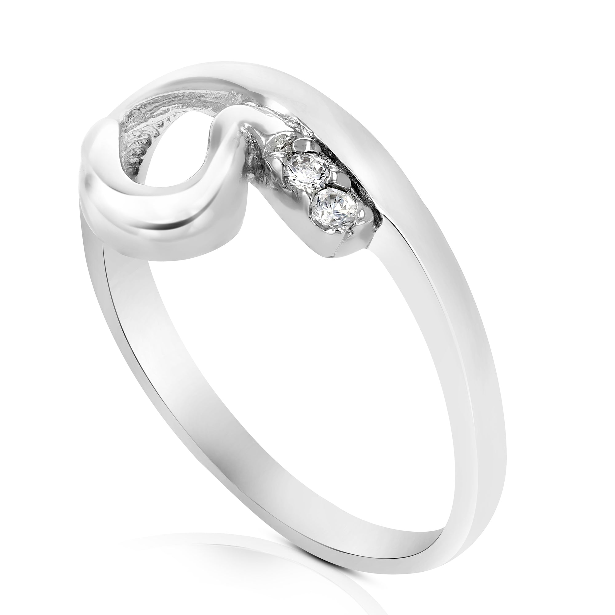 Cubic Zirconia Ring .925 Sterling Silver with Rhodium Plating Round Shape