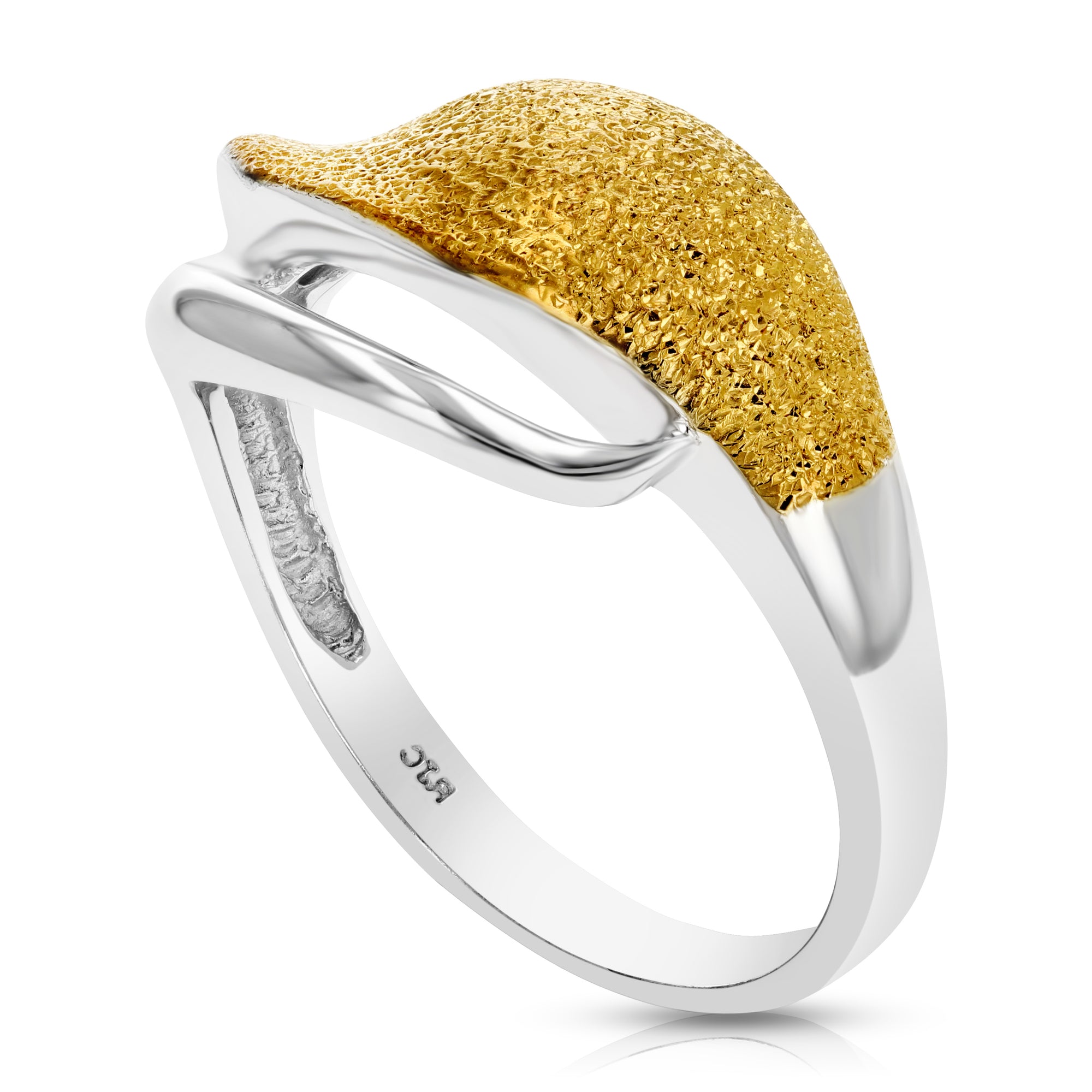 Yellow Gold Plated over .925 Sterling Silver Fashion Ring with Shiny Finish