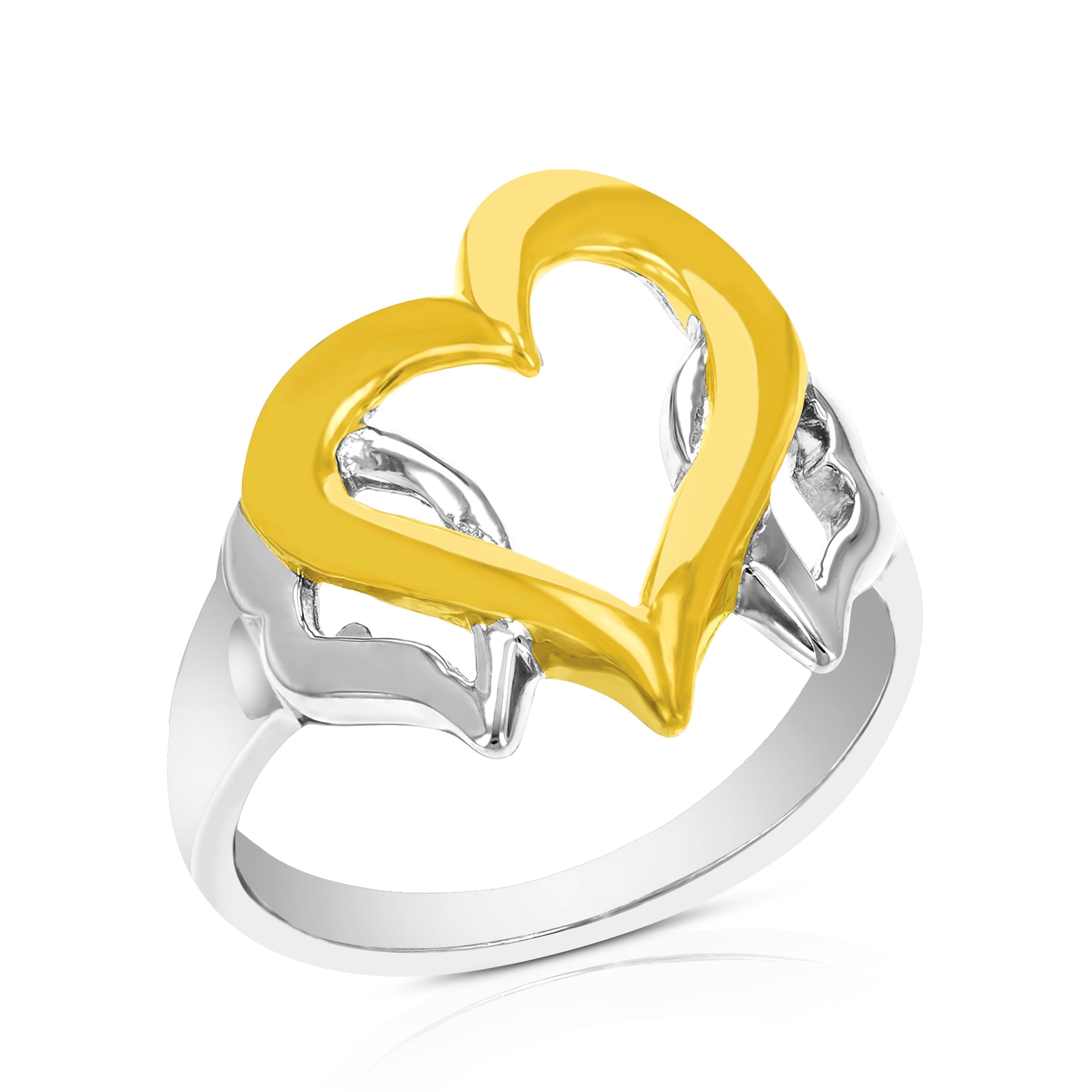 Three Hearts Fashion Ring in Yellow Gold Plated over .925 Sterling Silver