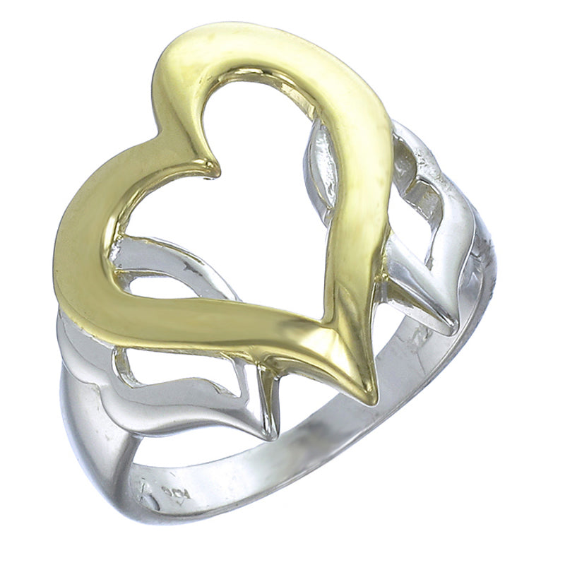 Three Hearts Fashion Ring in Yellow Gold Plated over .925 Sterling Silver